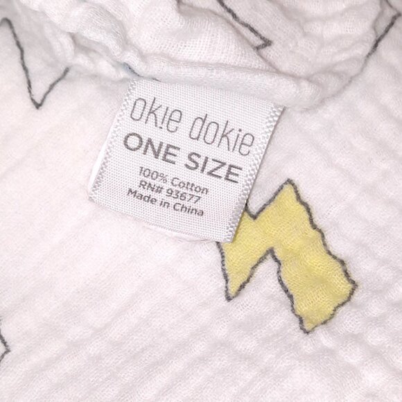 Okie Dokie Lightning Bolt Muslin Swaddle Wrap Security Lovey Blanket 39" X 38" - Picture 4 of 4